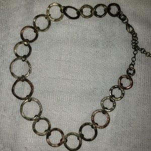 Awesome Mixed Hand Hammered Metal Link Necklace